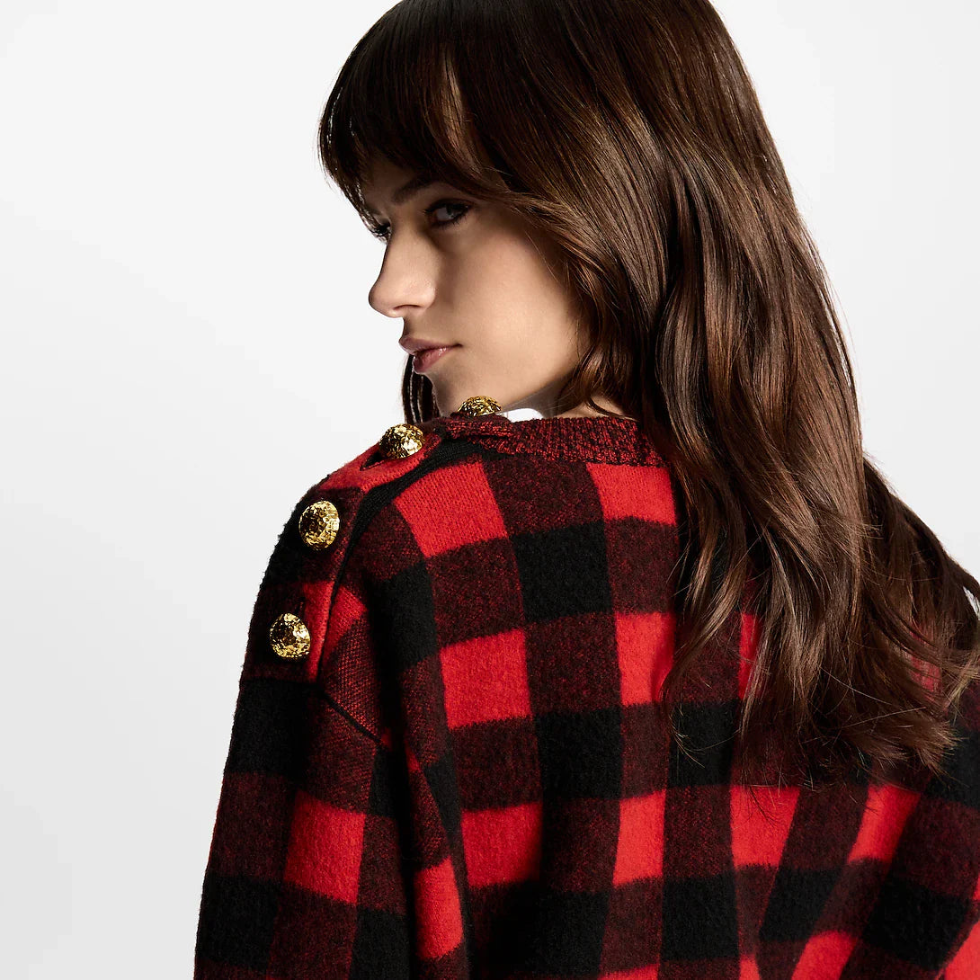 Graphic Check Knit Top