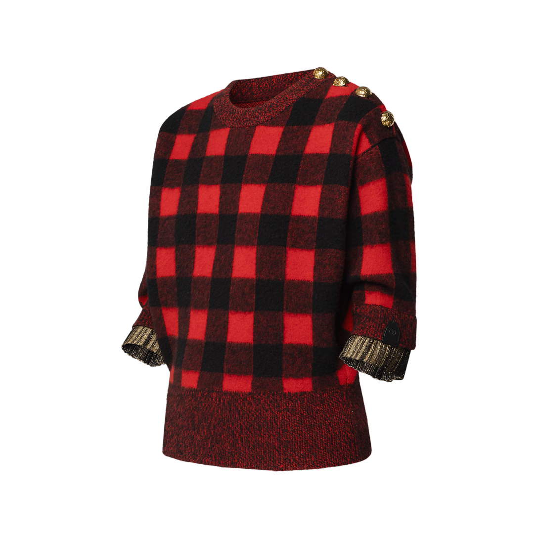 Graphic Check Knit Top