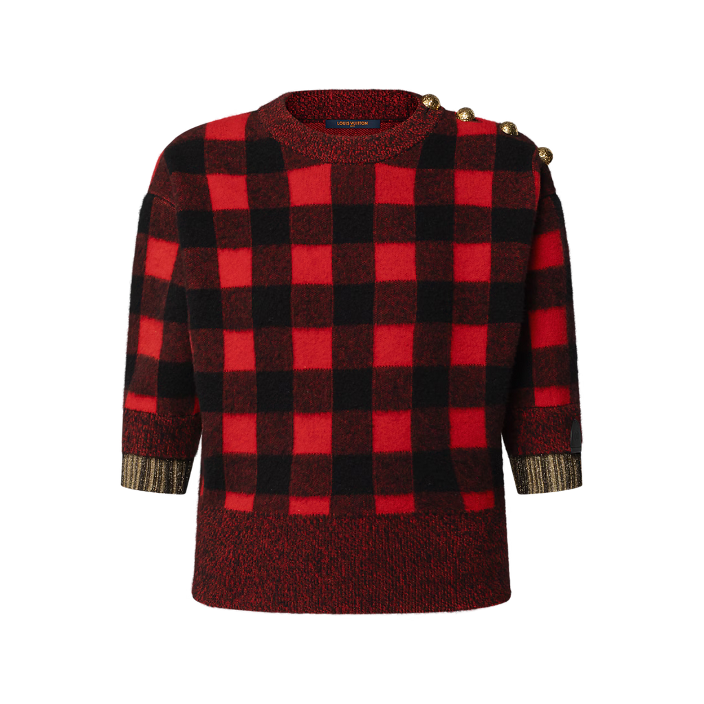 Graphic Check Knit Top