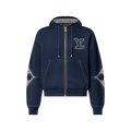 Graphic Intarsia Zipped Cotton Hoodie