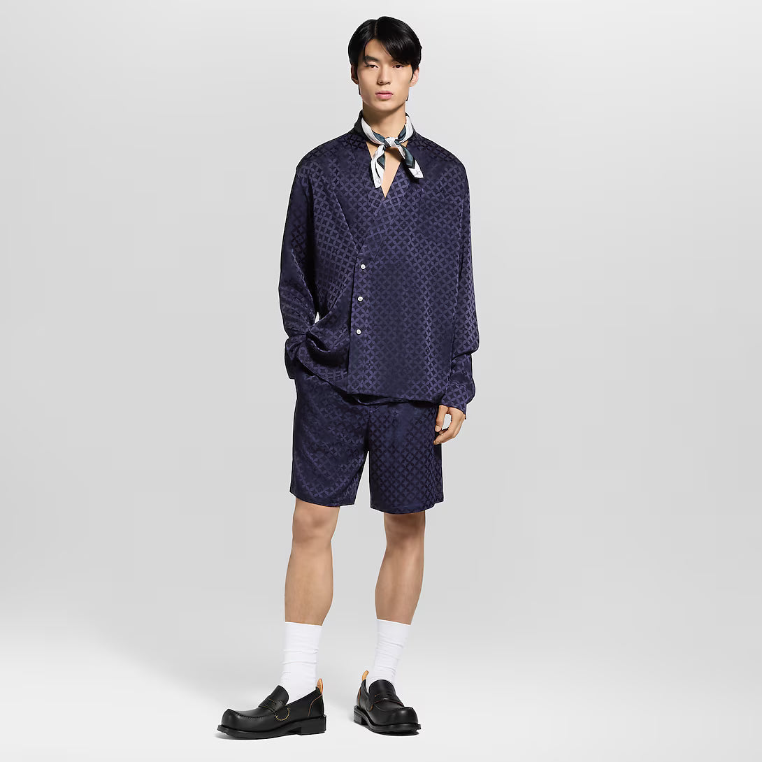 Graphic Jacquard Long-Sleeved Kimono Shirt