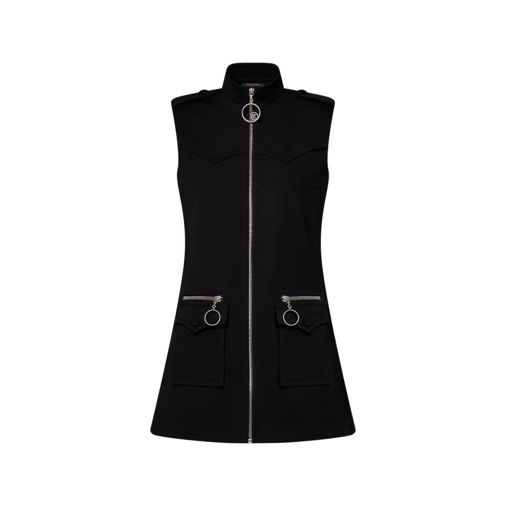 High Collar Zip-Up Dress