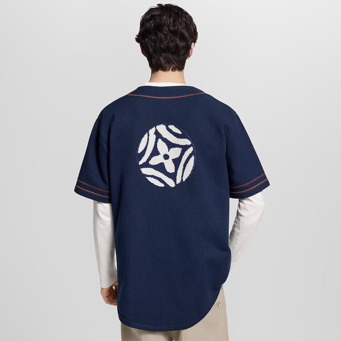 Knitted Short-Sleeved Baseball Shirt