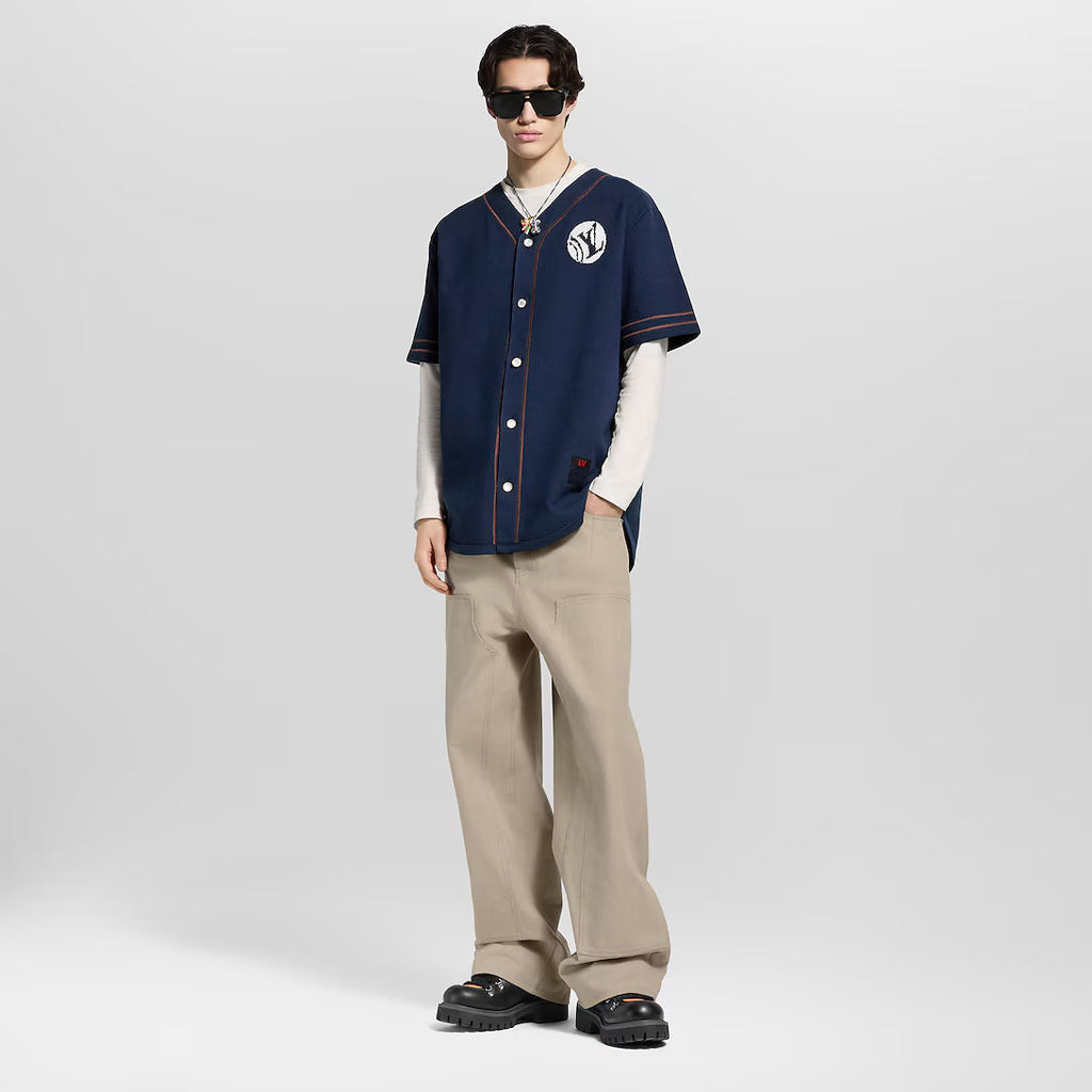 Knitted Short-Sleeved Baseball Shirt
