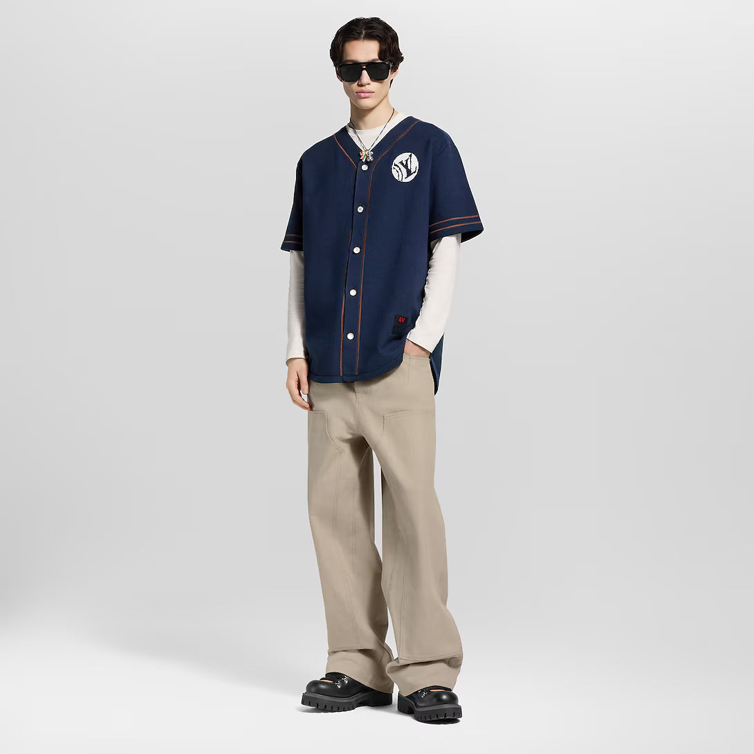 Knitted Short-Sleeved Baseball Shirt