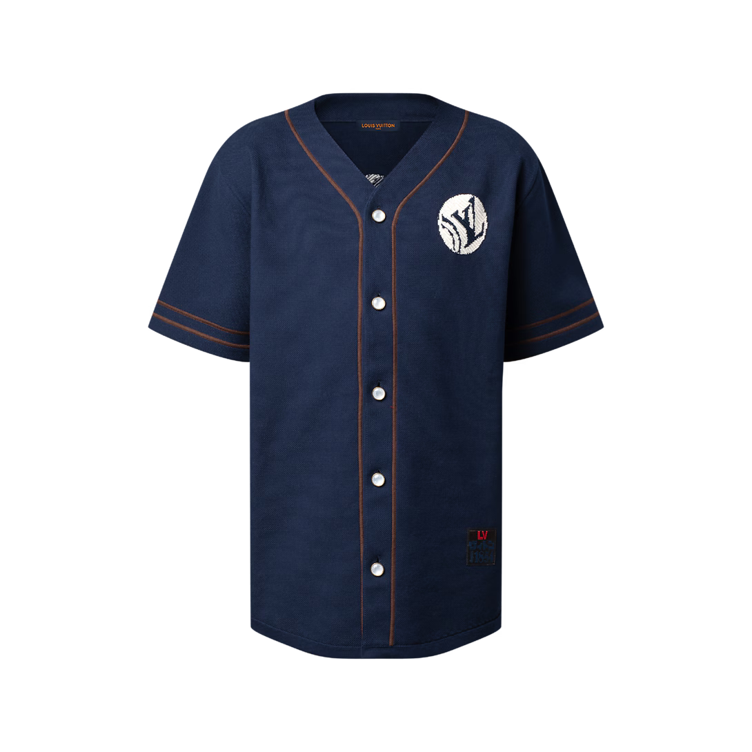 Knitted Short-Sleeved Baseball Shirt