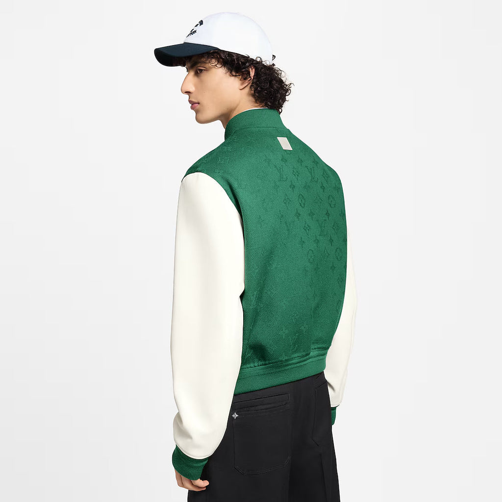 Leather Mix Monogram Varsity Jacket