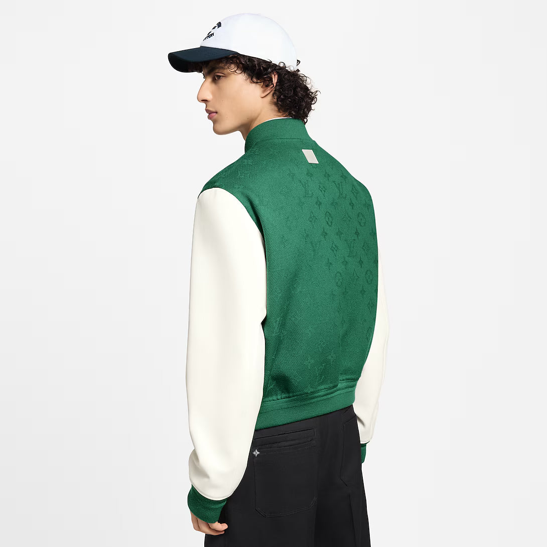 Leather Mix Monogram Varsity Jacket