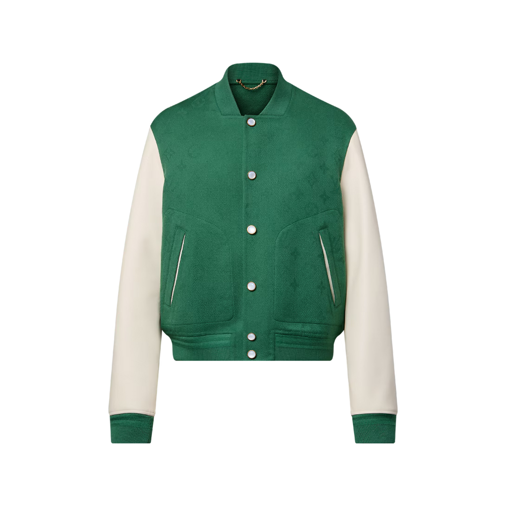 Leather Mix Monogram Varsity Jacket