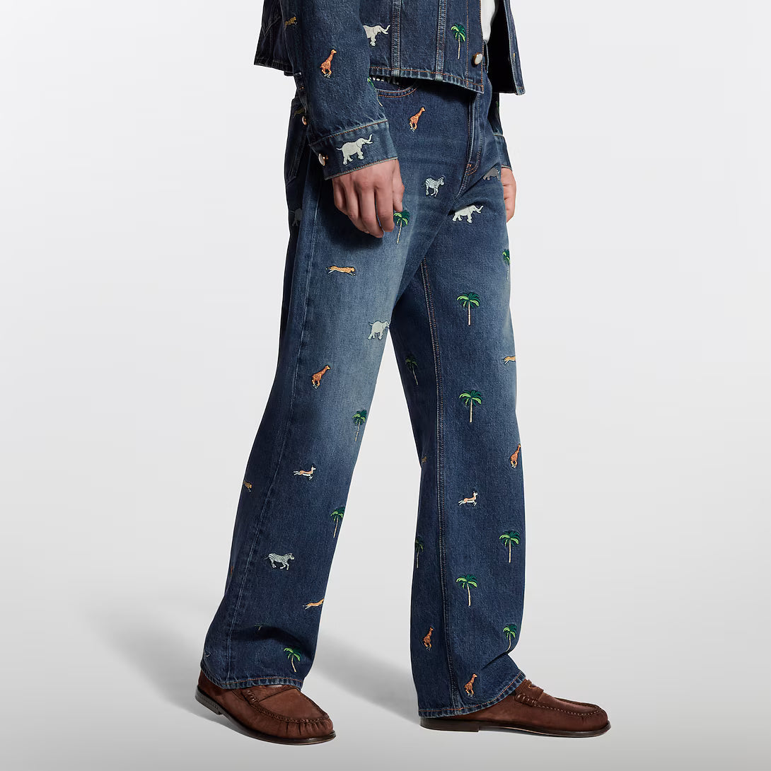 x The Darjeeling Limited Embroidered Long-Sleeved Denim Shirt