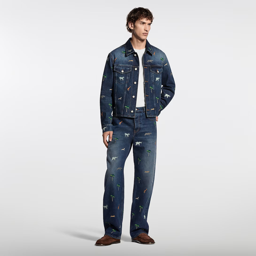 x The Darjeeling Limited Embroidered Long-Sleeved Denim Shirt