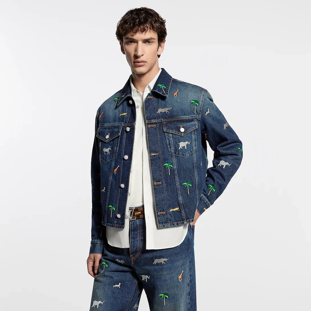 x The Darjeeling Limited Embroidered Long-Sleeved Denim Shirt