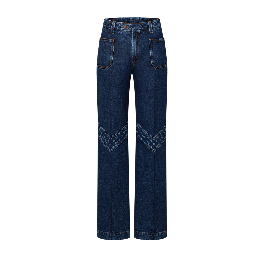 Monogram Accent Raw Denim Jeans