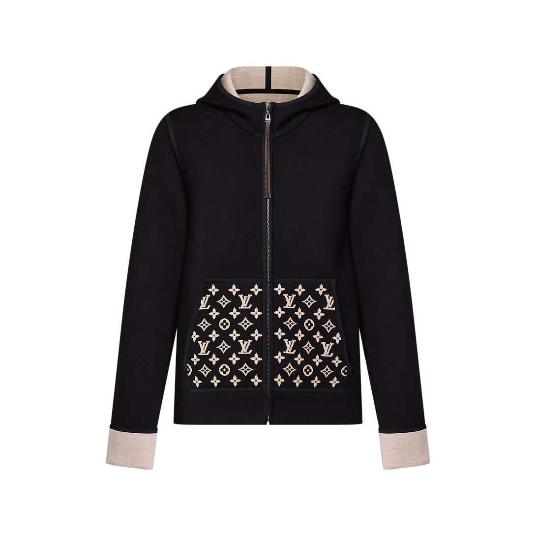 Monogram Accent Zip-Up Hoodie