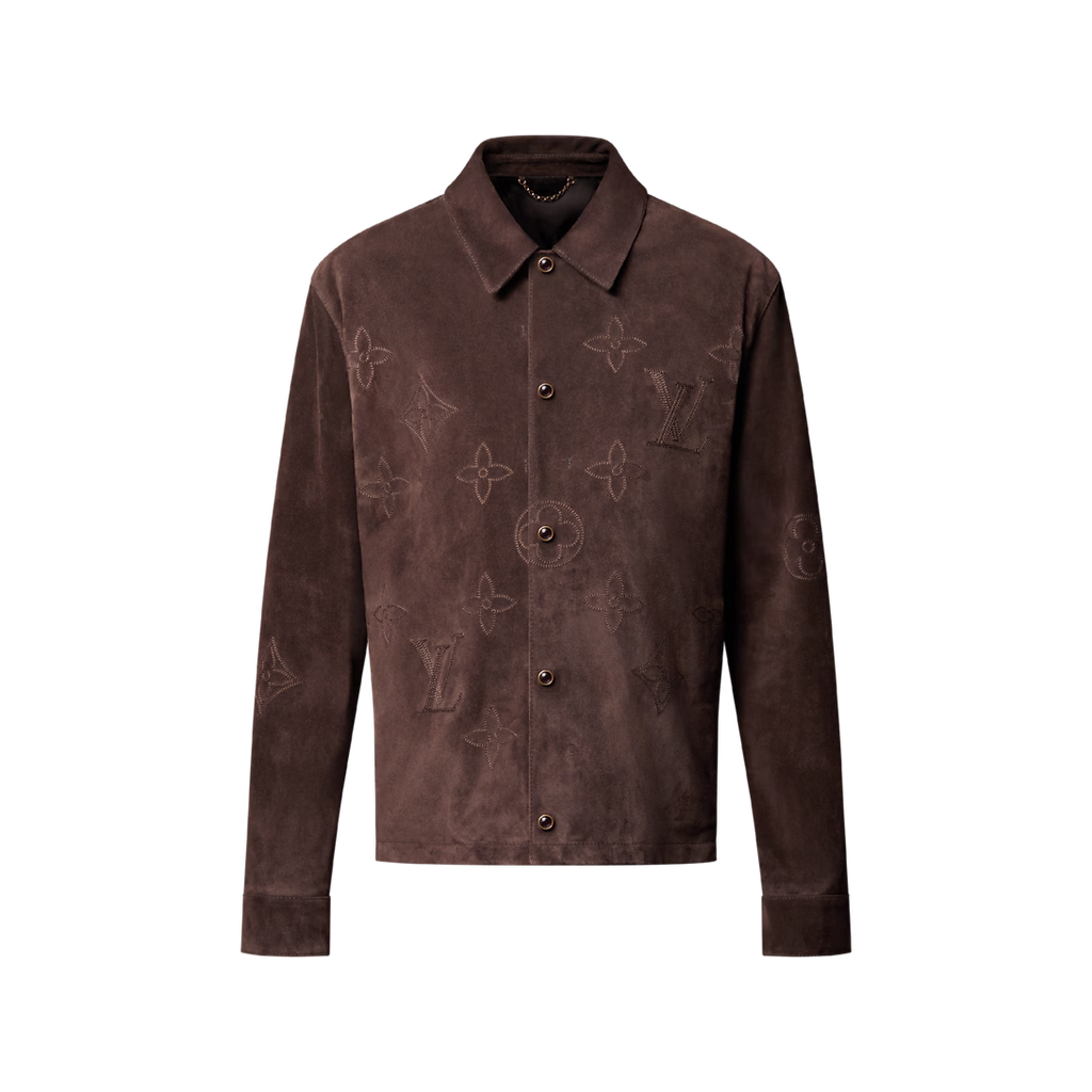Monogram Embroidered Suede Overshirt
