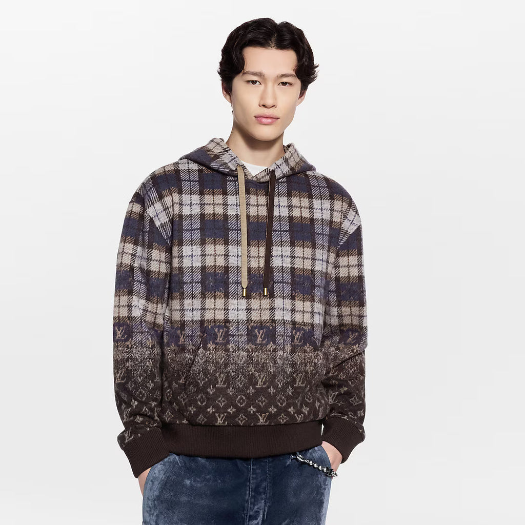 Monogram Faded Plaid Hoodie