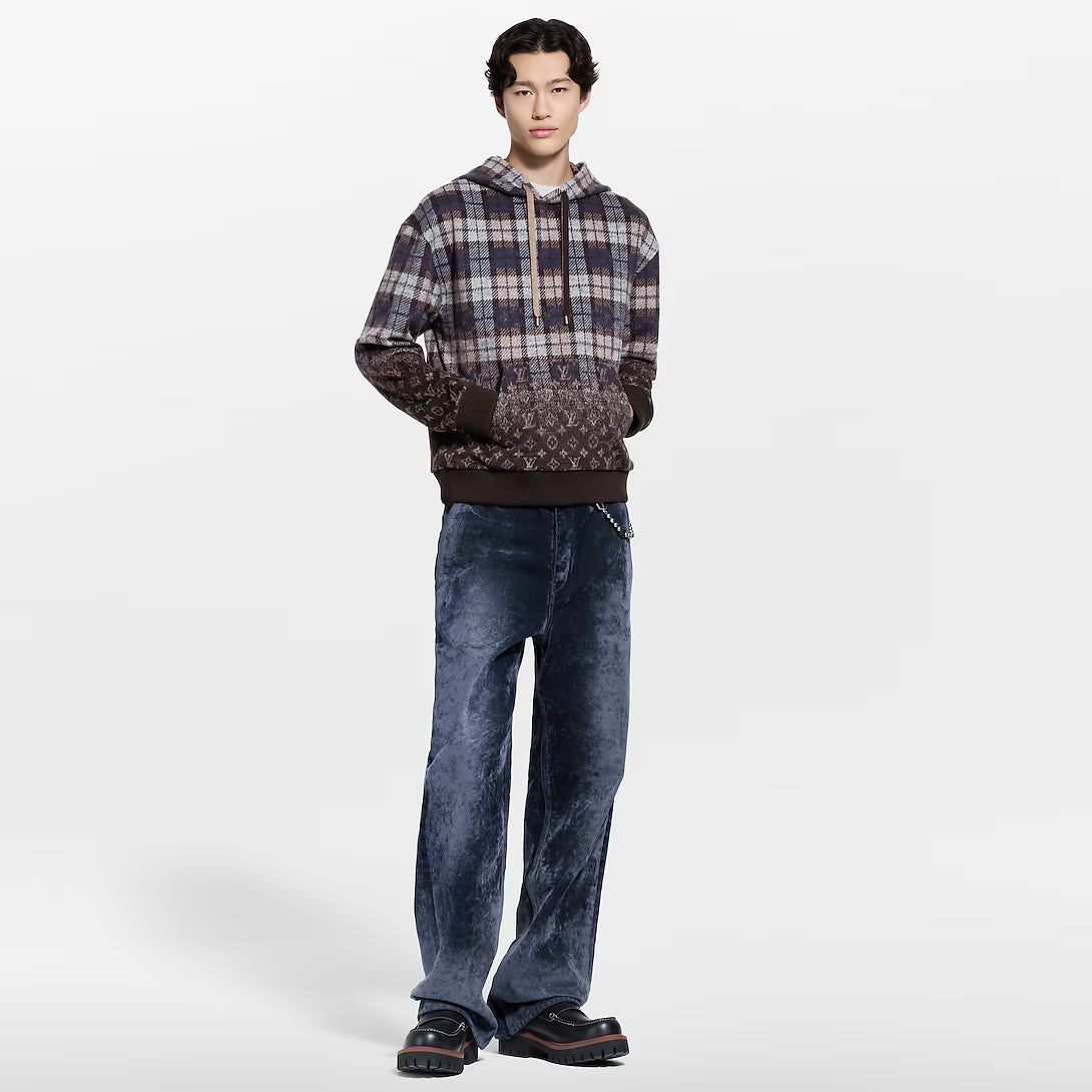 Monogram Faded Plaid Hoodie