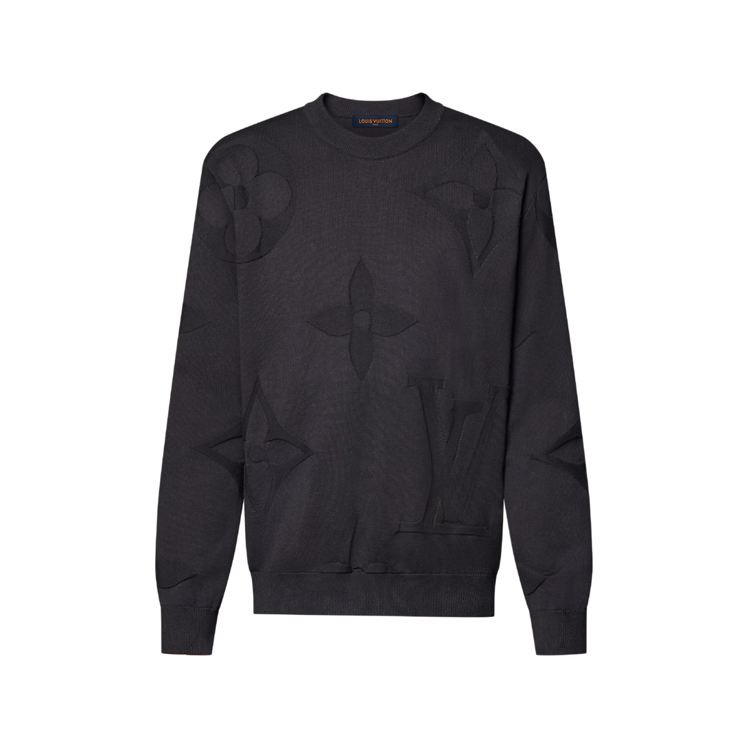 Monogram Long-Sleeved Cotton Crewneck