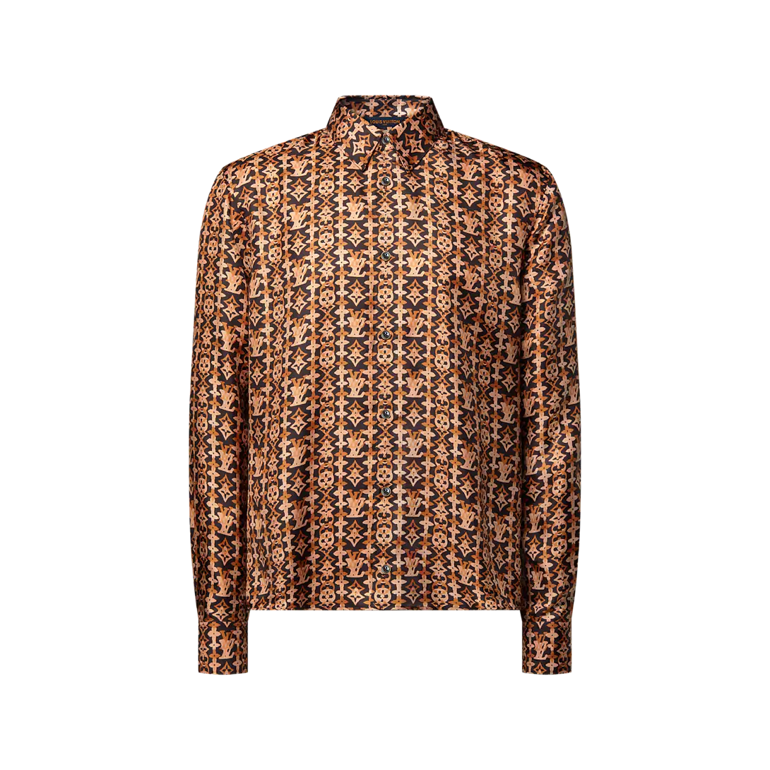 Monogram Printed Long-Sleeved Silk Shirt
