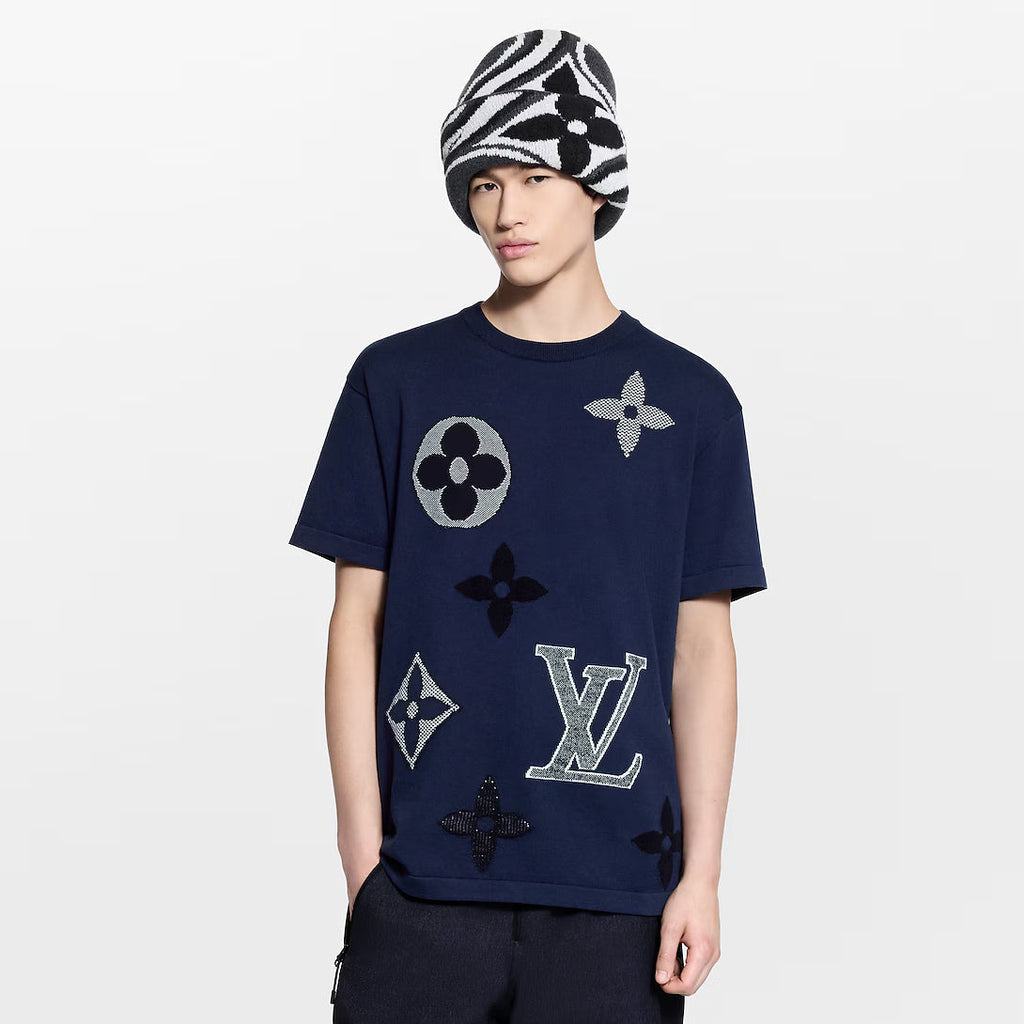 Monogram Short-Sleeved Knitted Crewneck