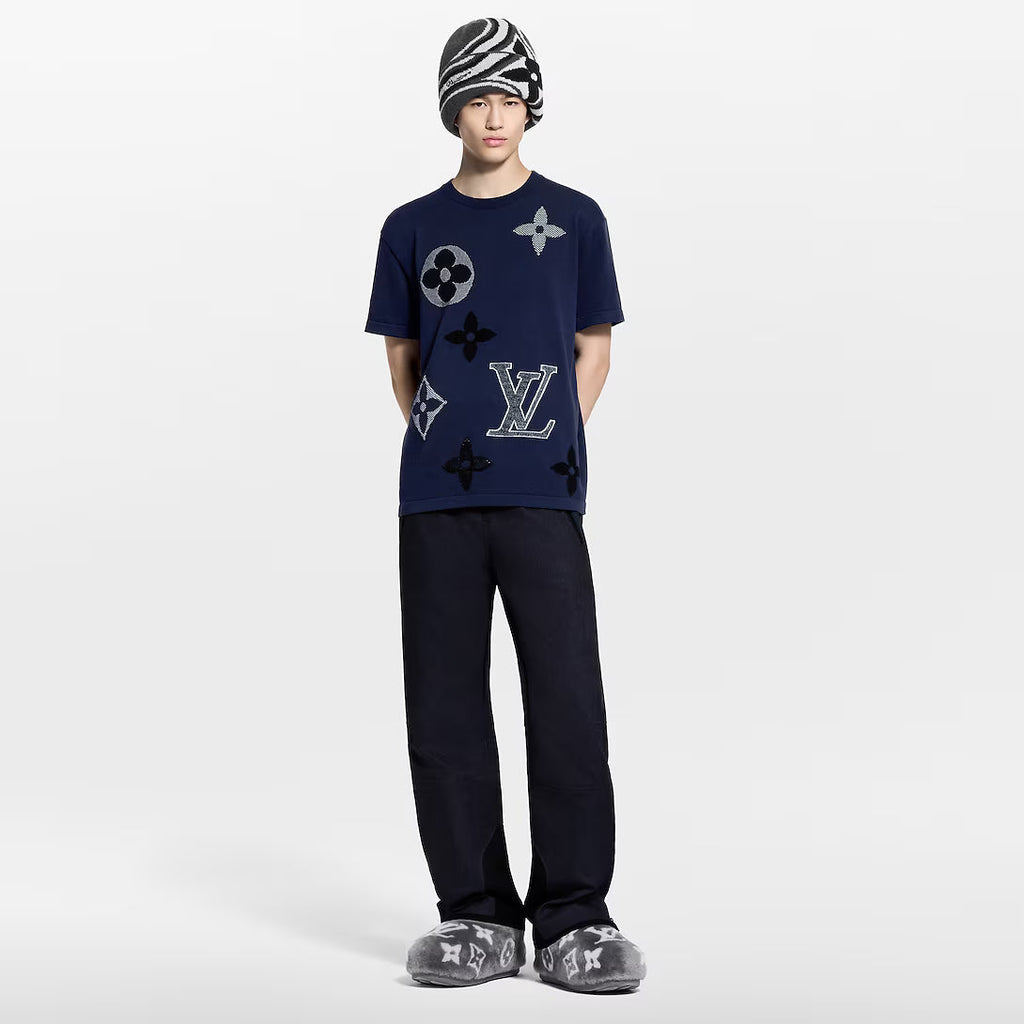 Monogram Short-Sleeved Knitted Crewneck