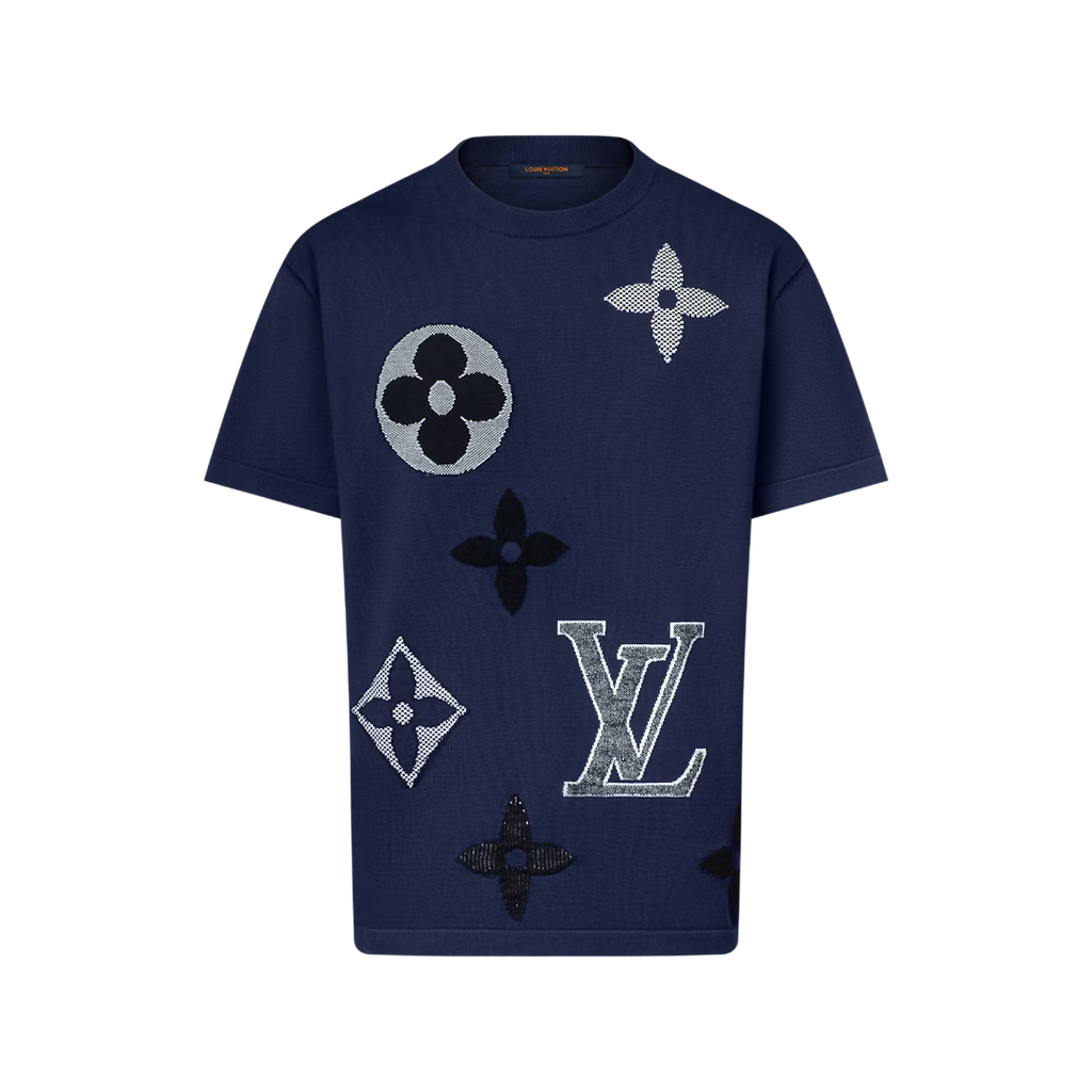 Monogram Short-Sleeved Knitted Crewneck