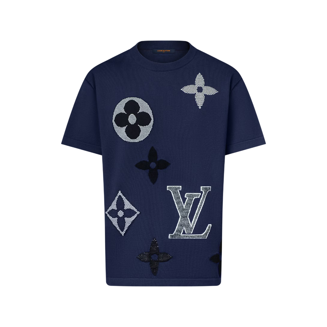 Monogram Short-Sleeved Knitted Crewneck