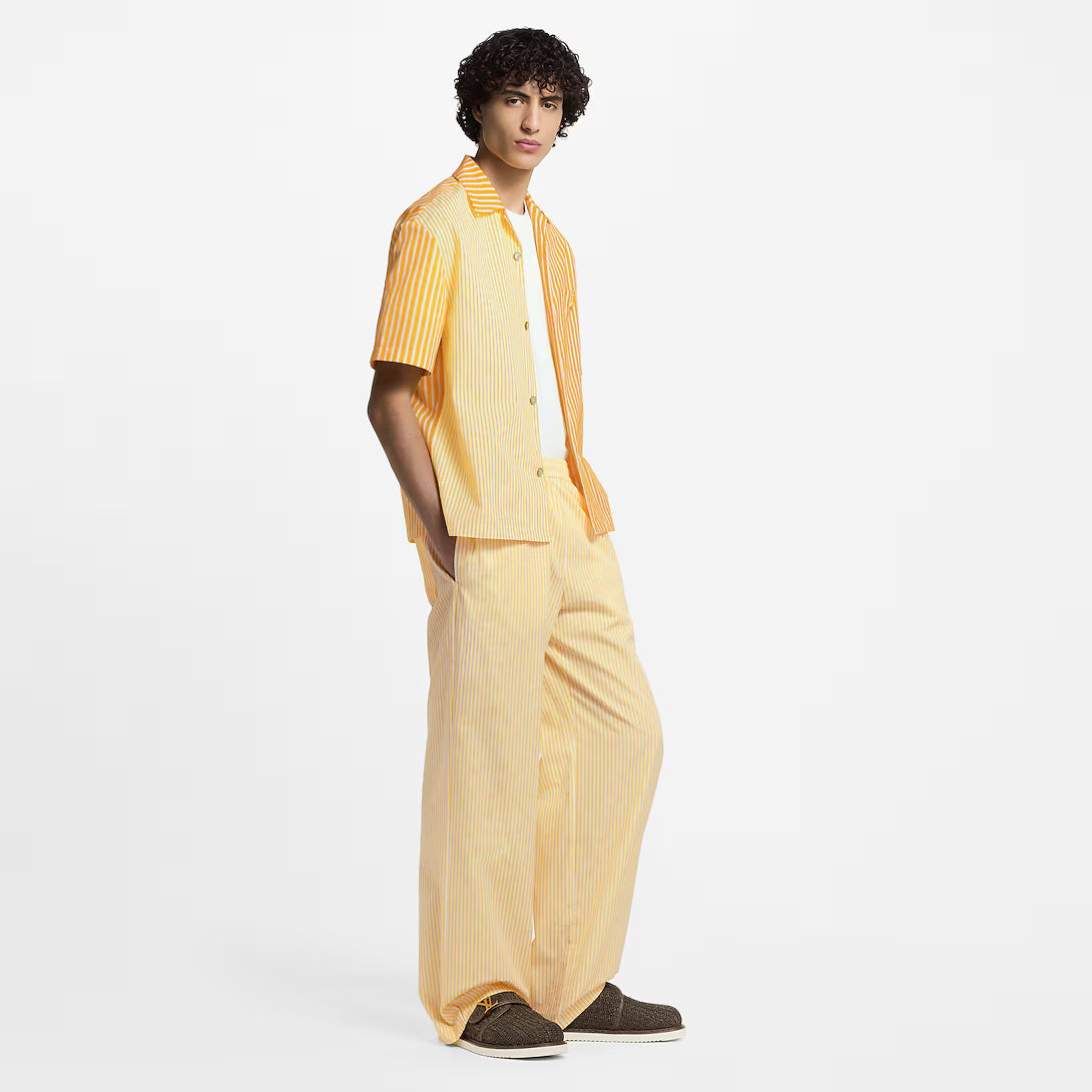 Monogram Striped Patchwork Short-Sleeved Shirt