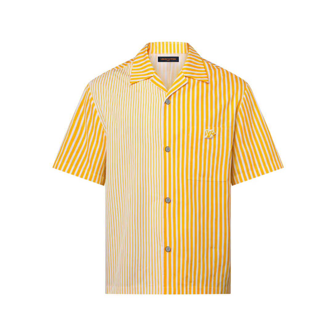 Monogram Striped Patchwork Short-Sleeved Shirt