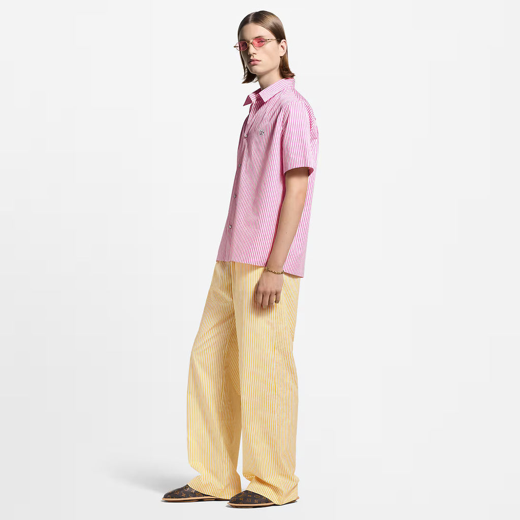 Monogram Striped Short-Sleeved Shirt