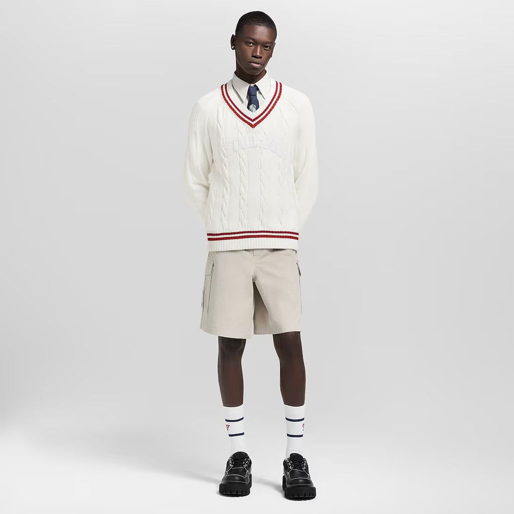 Preppy V-Neck Cable Pullover