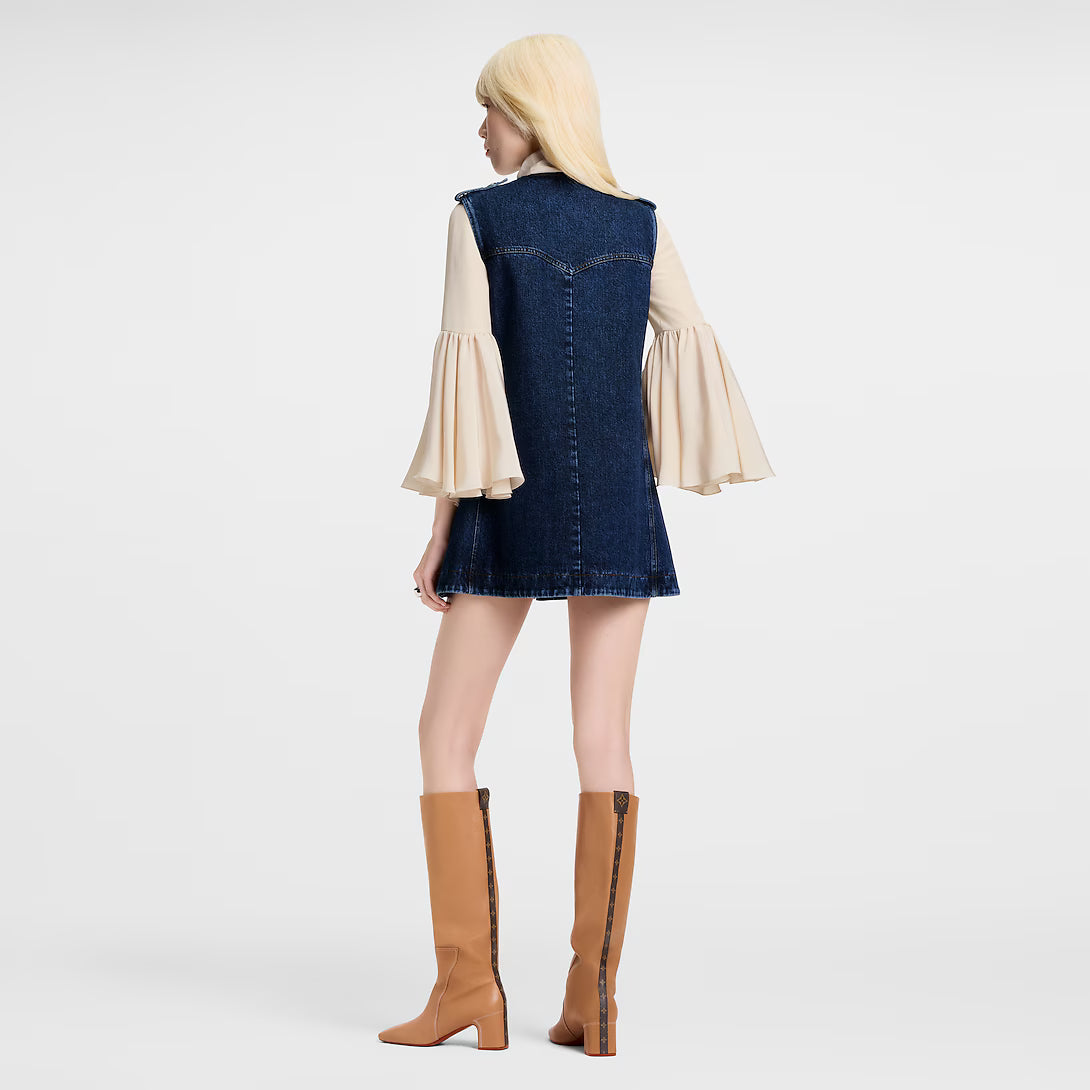 Raw Denim Zip-Up Dress