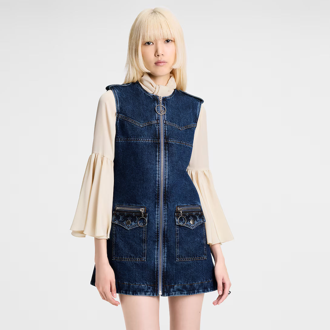 Raw Denim Zip-Up Dress