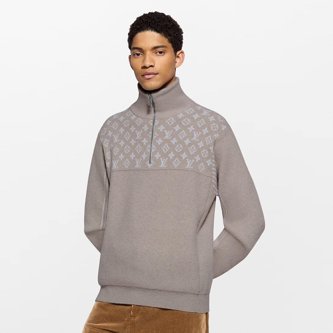 Ribbed Wool Half-Zip Pullover