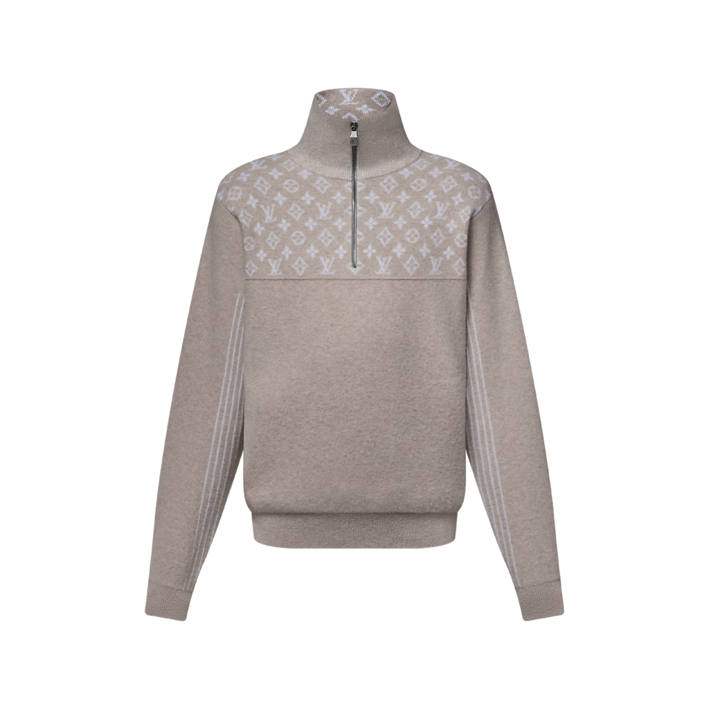 Ribbed Wool Half-Zip Pullover