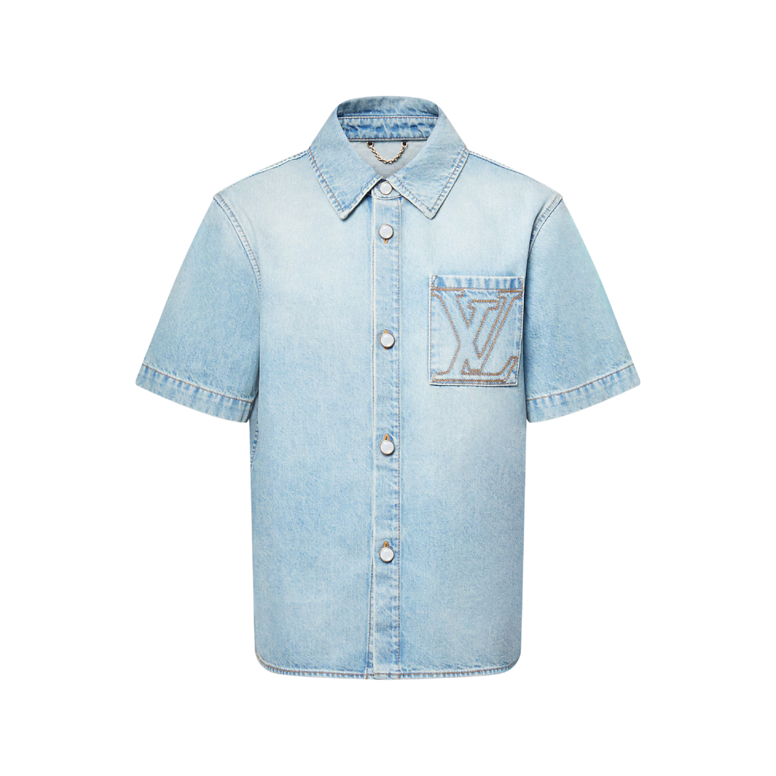 Short-Sleeved Denim Shirt