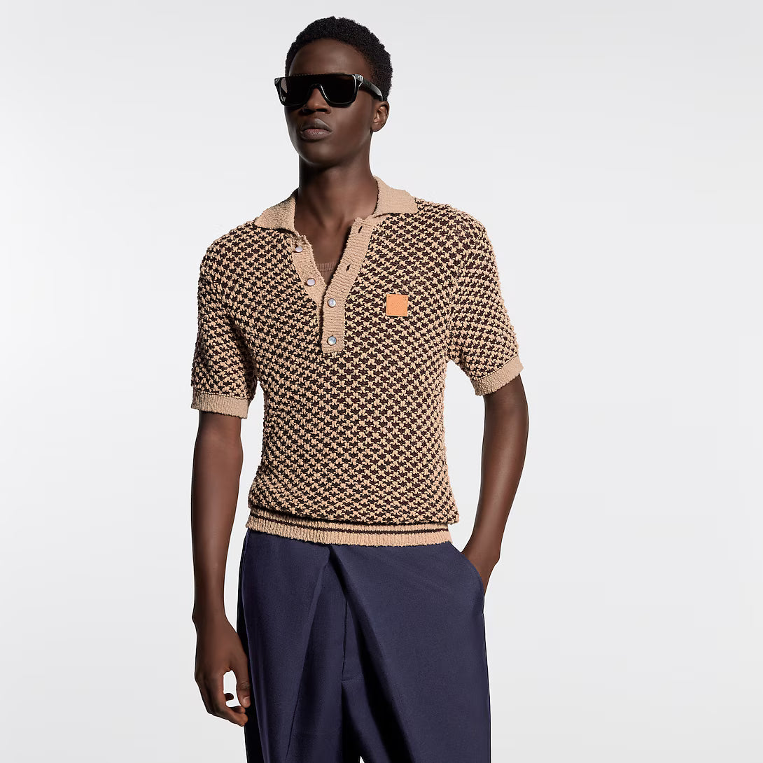 Short-Sleeved Knitted Mesh Polo