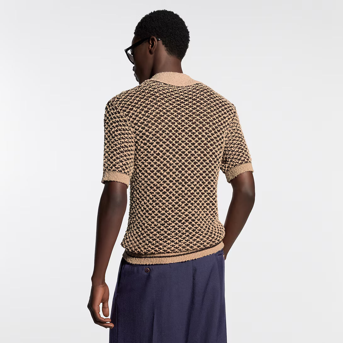 Short-Sleeved Knitted Mesh Polo