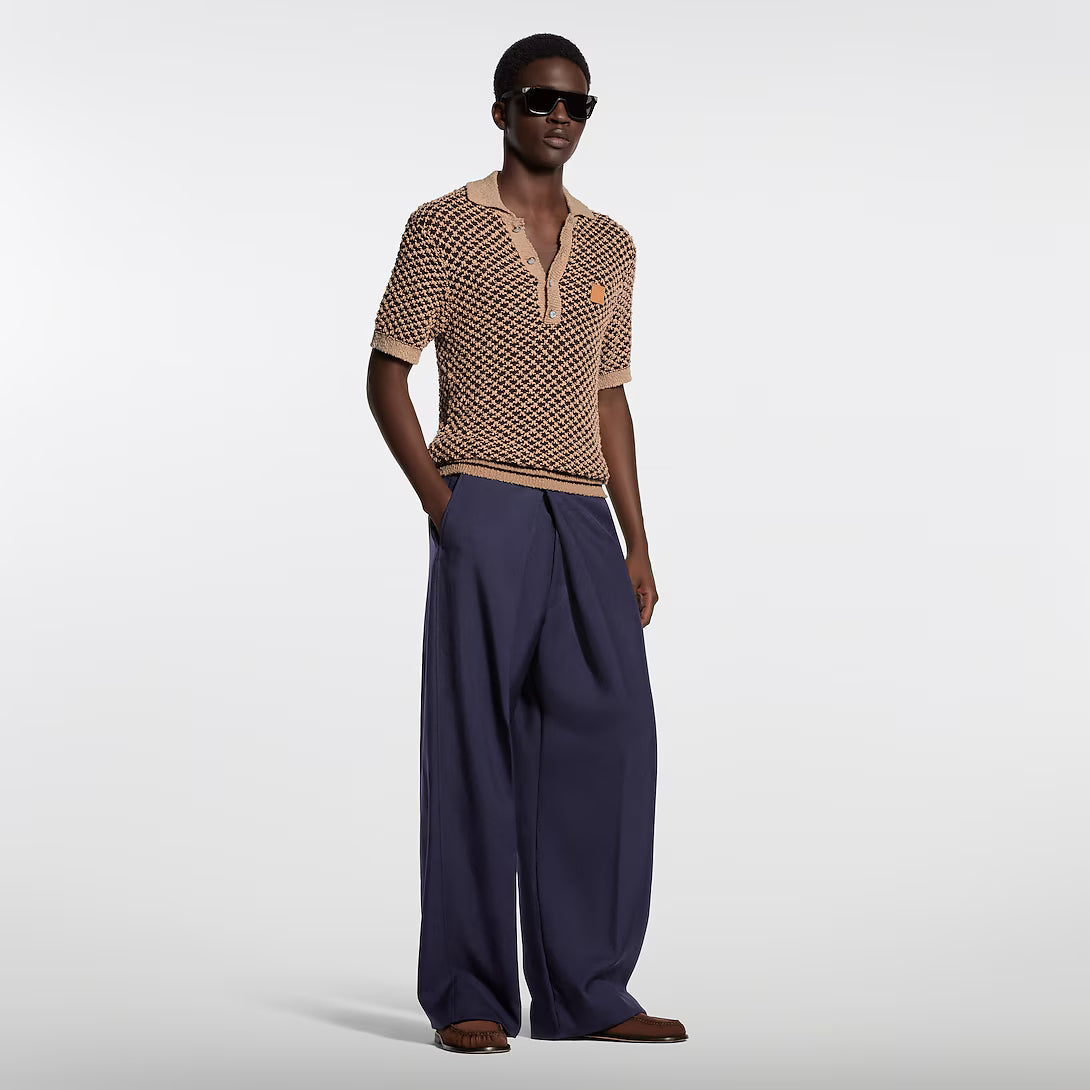 Short-Sleeved Knitted Mesh Polo