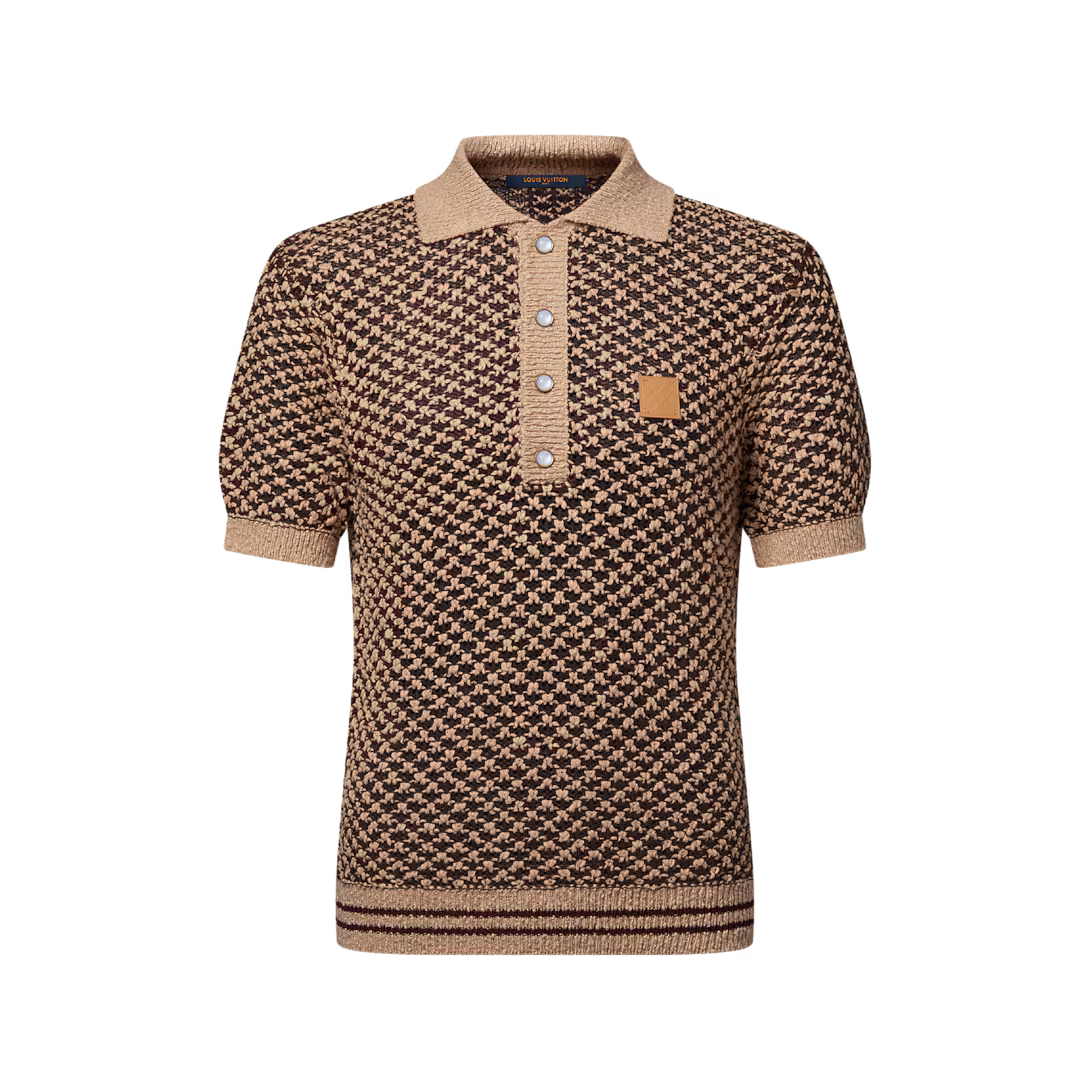 Short-Sleeved Knitted Mesh Polo