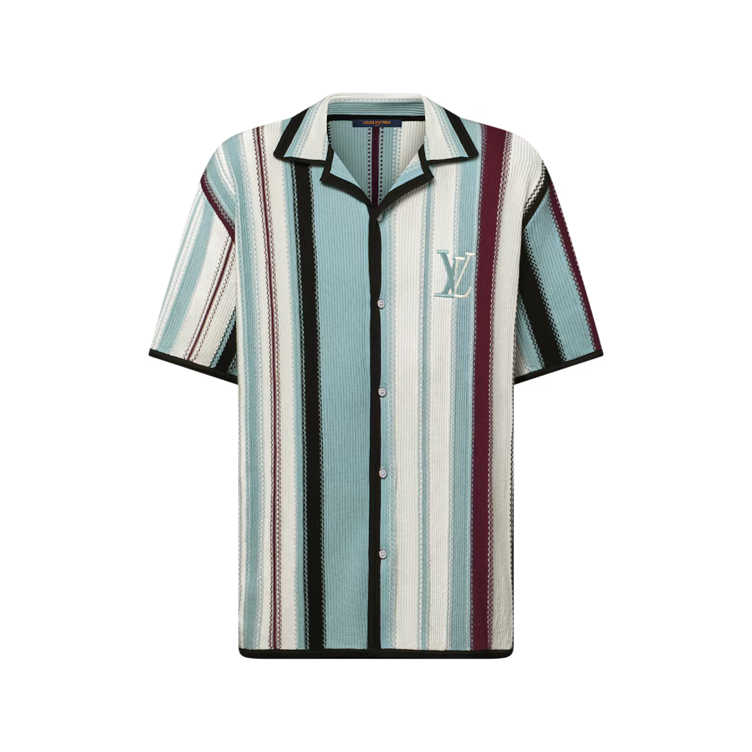 Striped Crochet Short-Sleeved Shirt