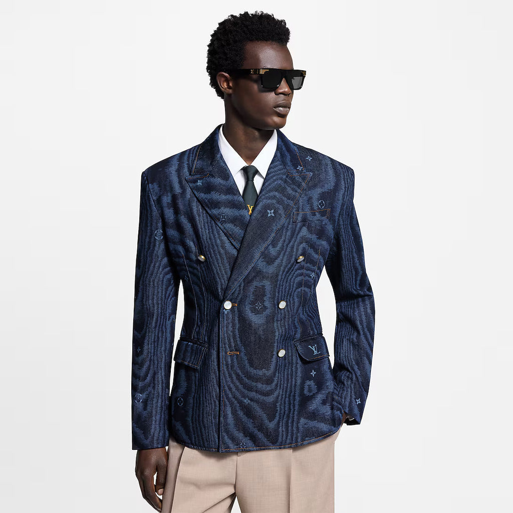 Tailored Double-Breasted Denim Jacket
