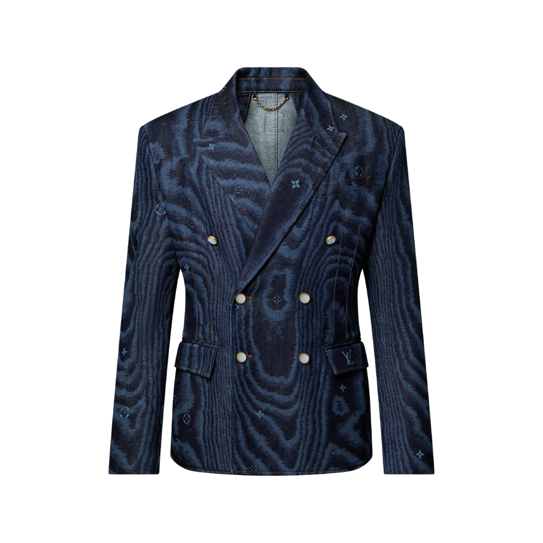 Tailored Double-Breasted Denim Jacket