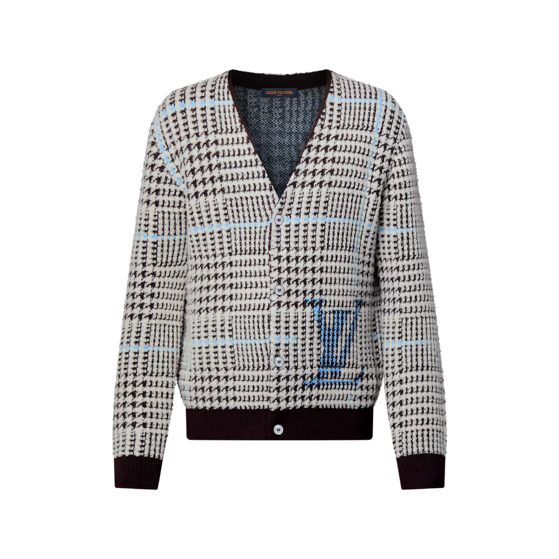 Textured Plaid Cardigan
