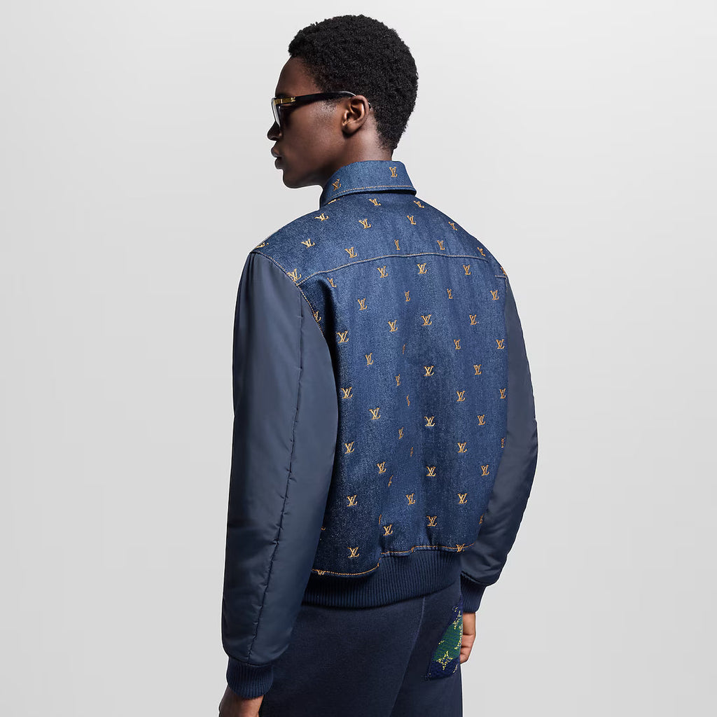 Upcycled Denim Varsity Jacket