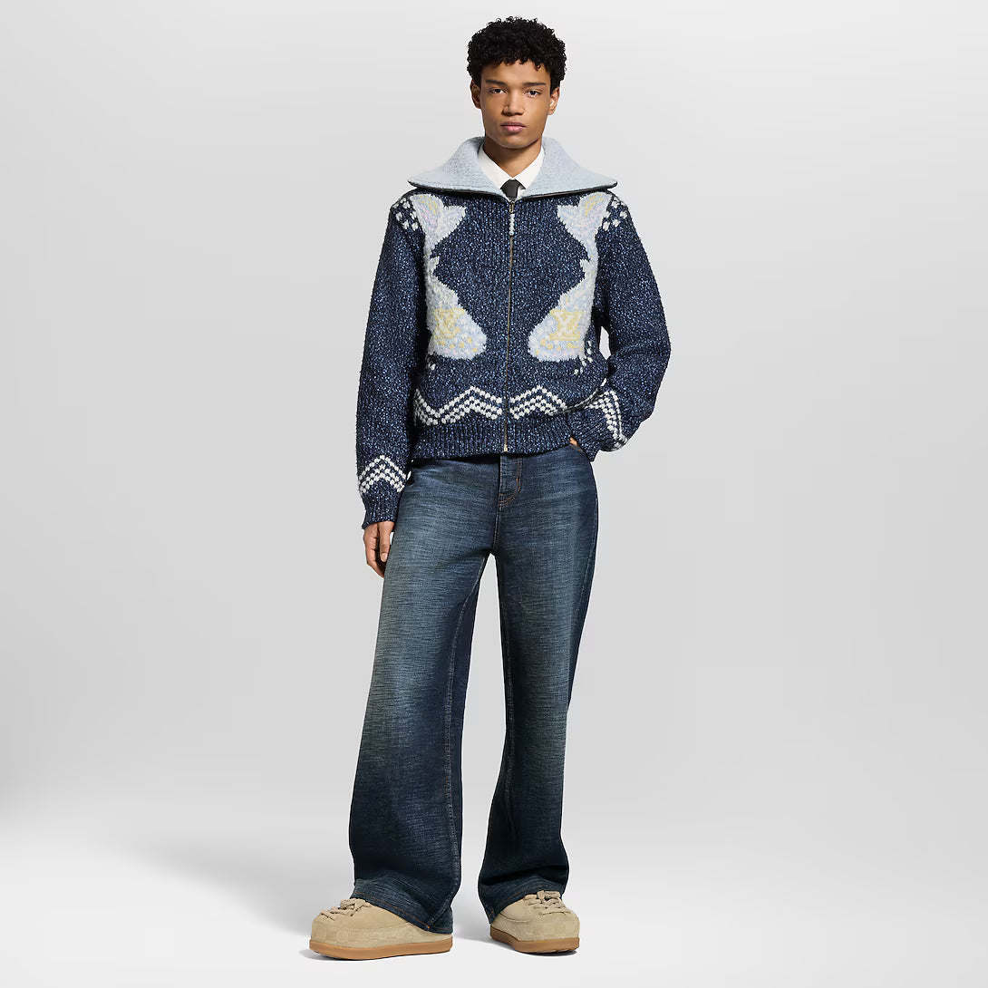 Zippered Knitted Blouson